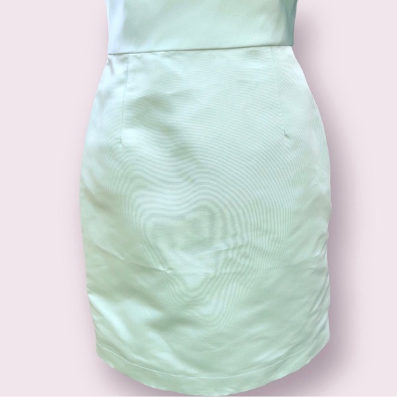 Alexia María Blair Bow Silk Mini Dress Mint Size 10 One Shoulder Formal Special - Picture 3 of 14